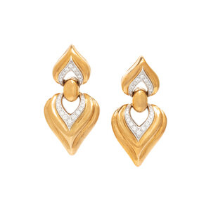 BICOLOR GOLD AND DIAMOND EARCLIPS Round 3d0a30