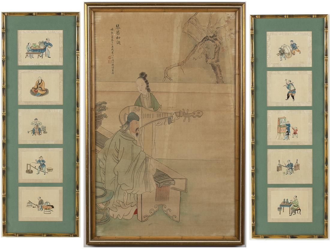 THREE CHINESE FRAMED WATERCOLORSProperty