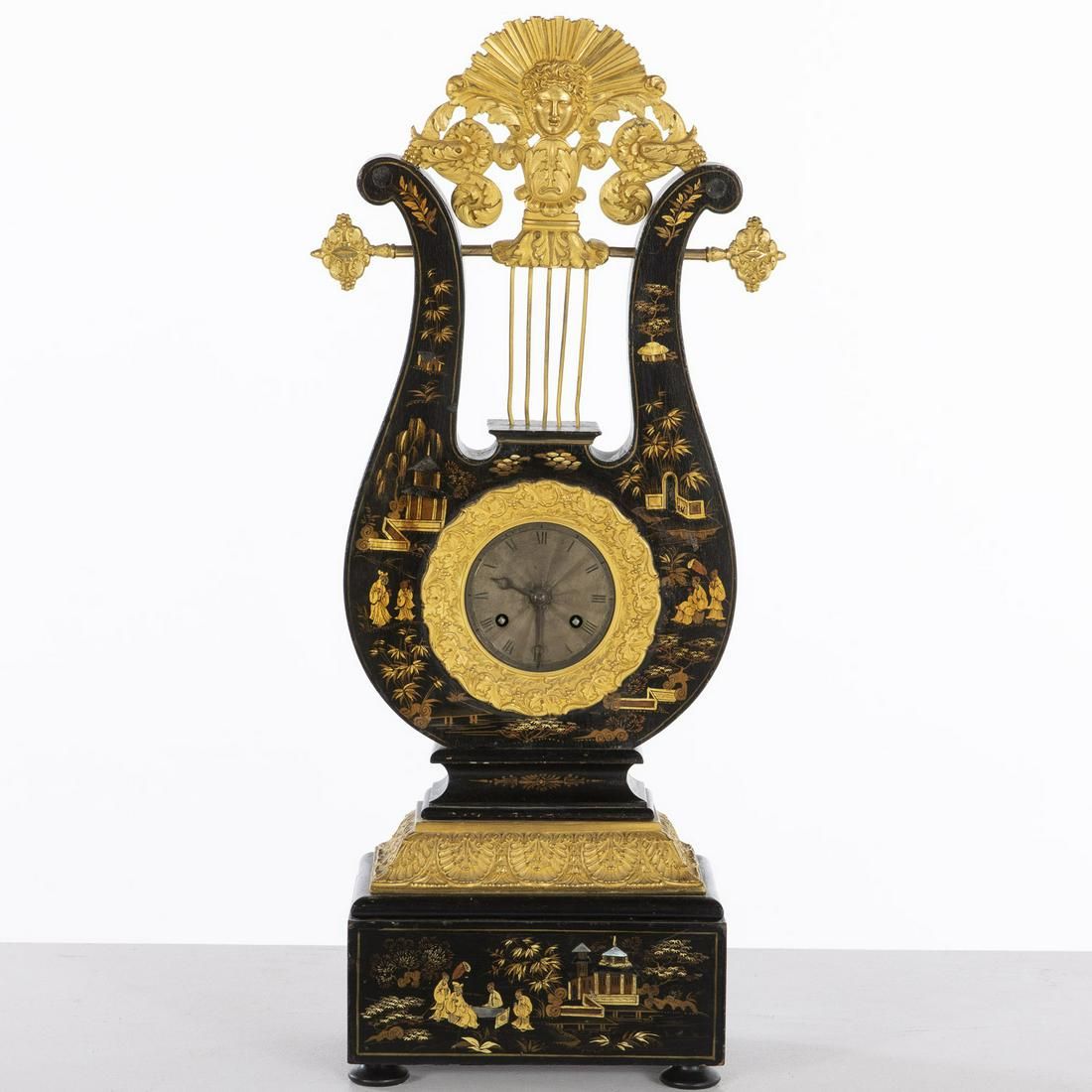 FRENCH LYRE FORM MANTLE CLOCKFrench 3d329e