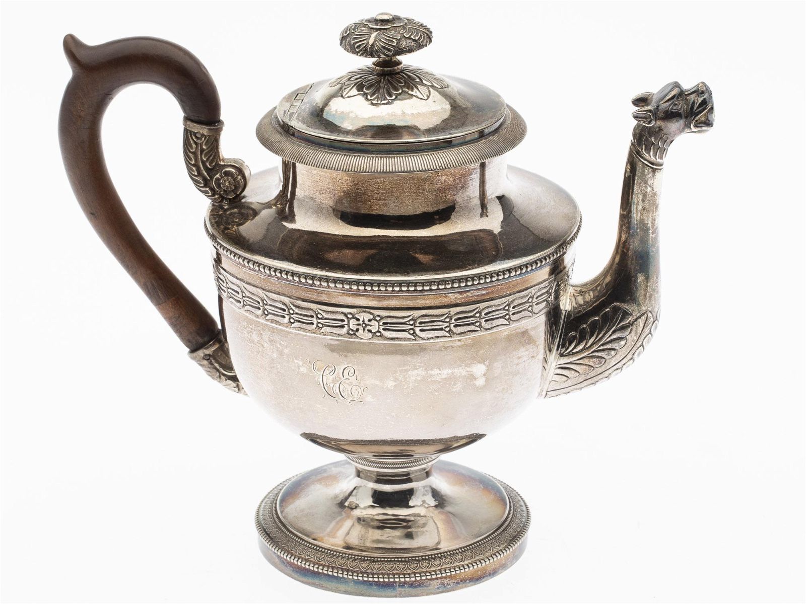 ANTHONY RASCH, COIN SILVER TEAPOT,