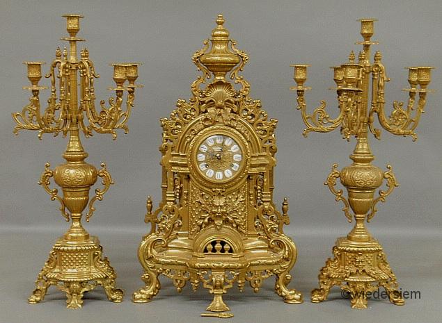 Imperial German brass mantel clock 15970c