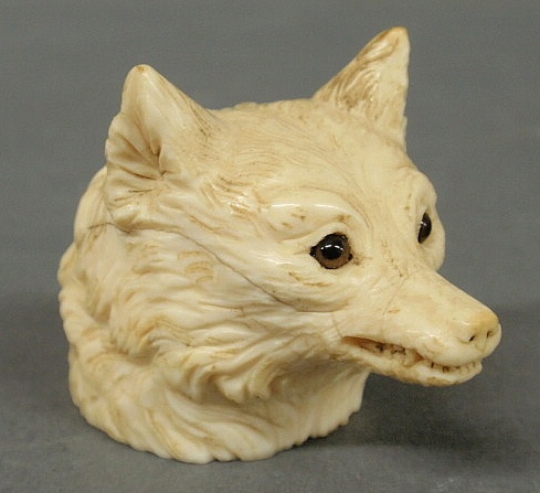 Carved ivory fox head walking stick 158f42
