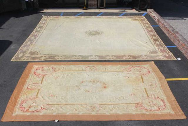 2 Antique Aubusson Carpets A once 15ef04
