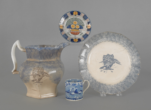 Two pieces of blue spatterware 175748