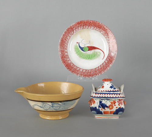 Peafowl spatterware plate 19th 1762ae