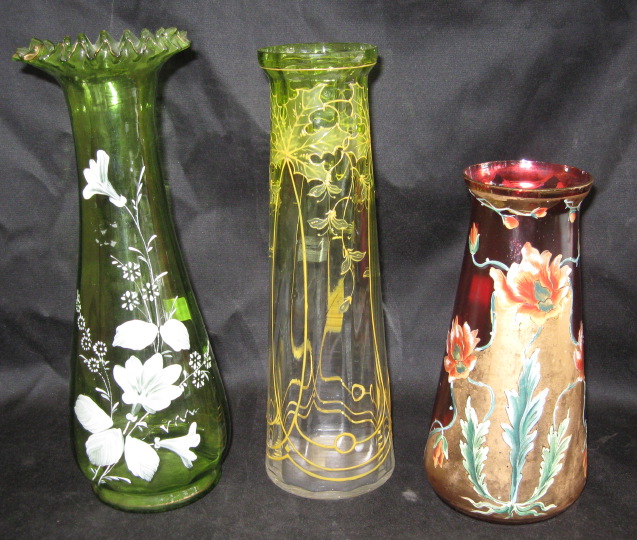 Group of Three Bohemian Glass Vases  2e223