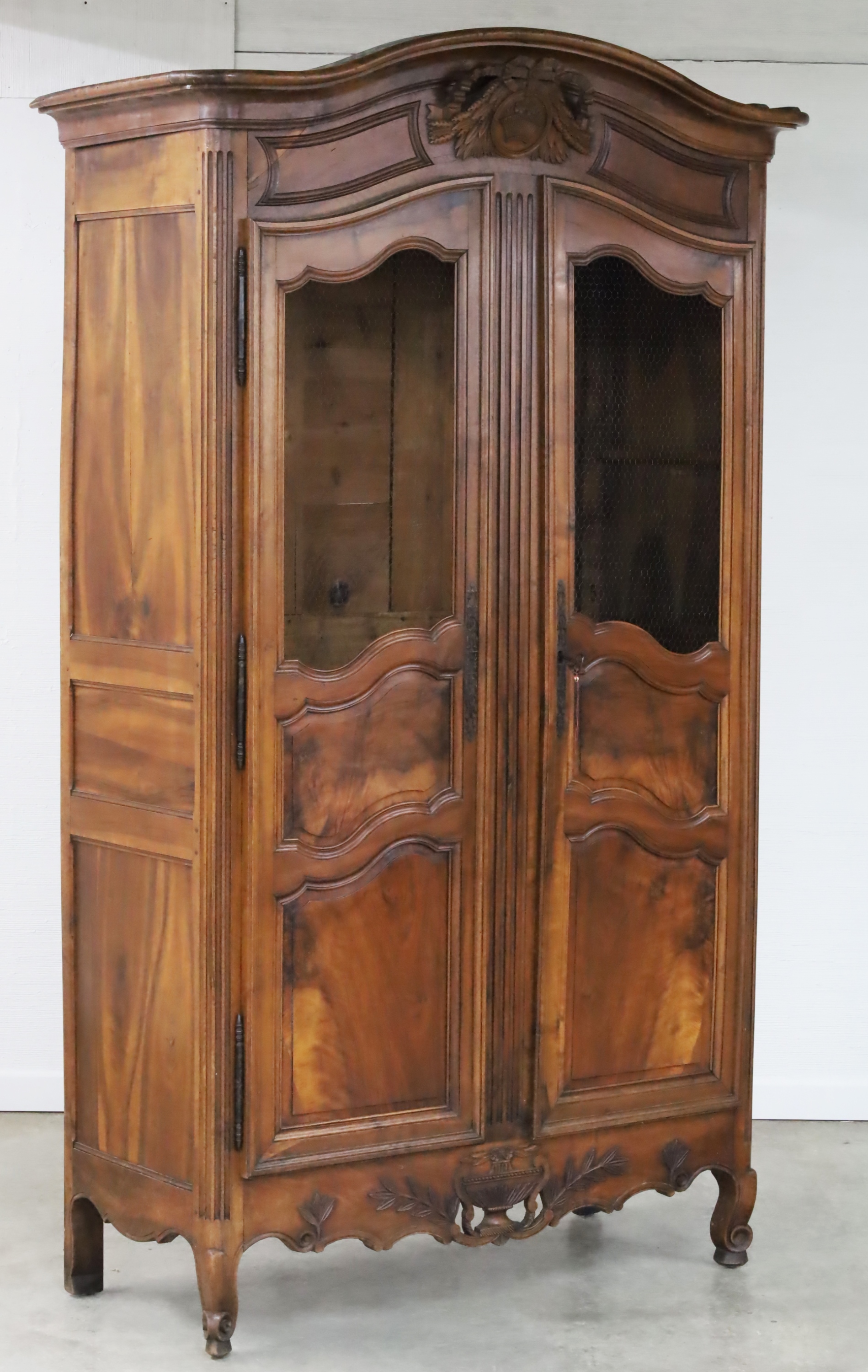 LOUIS XV STYLE CARVED WALNUT ARMOIRE 2b7a76