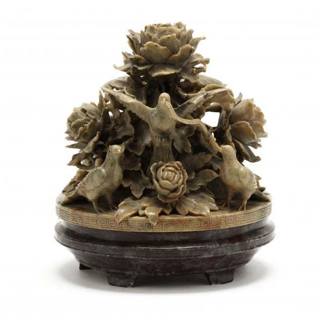 A CHINESE SOAPSTONE FLOWER AND 2c924b