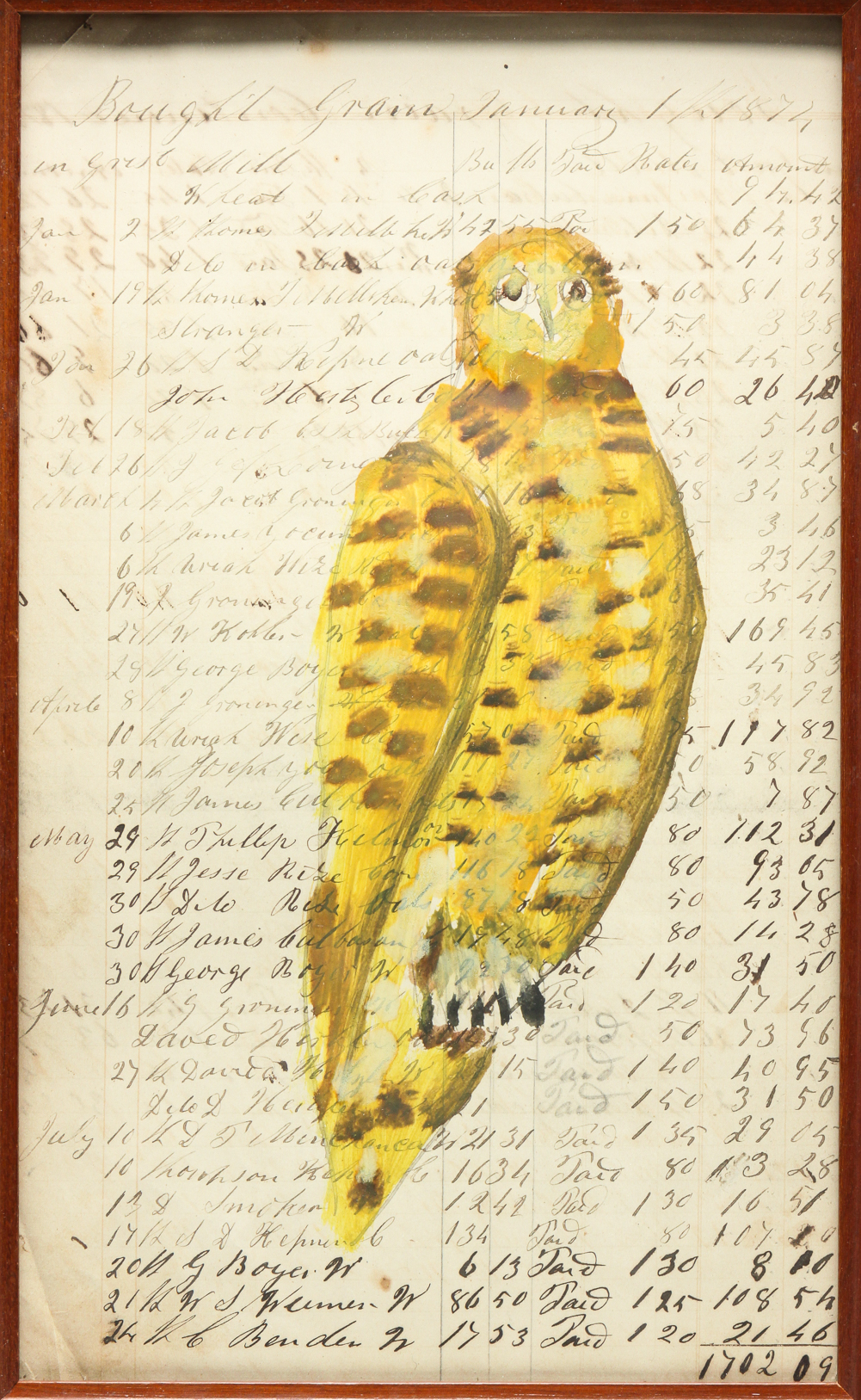 AMERICAN OWL PAINTING ON LEDGER 2dfd7d