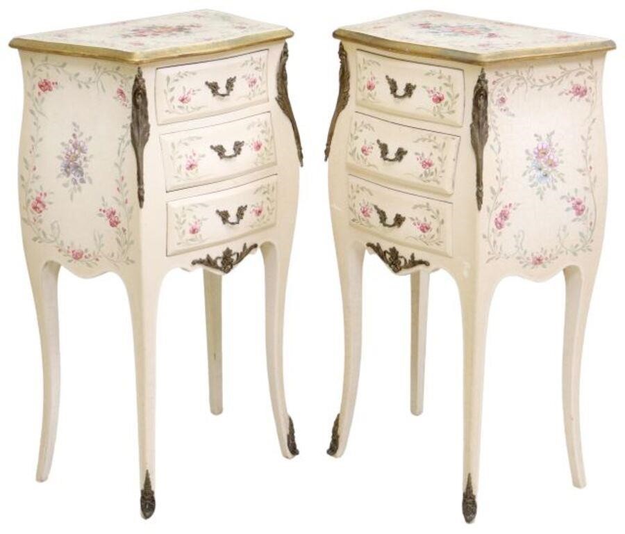  2 FRENCH LOUIS XV STYLE PAINTED 2f7147