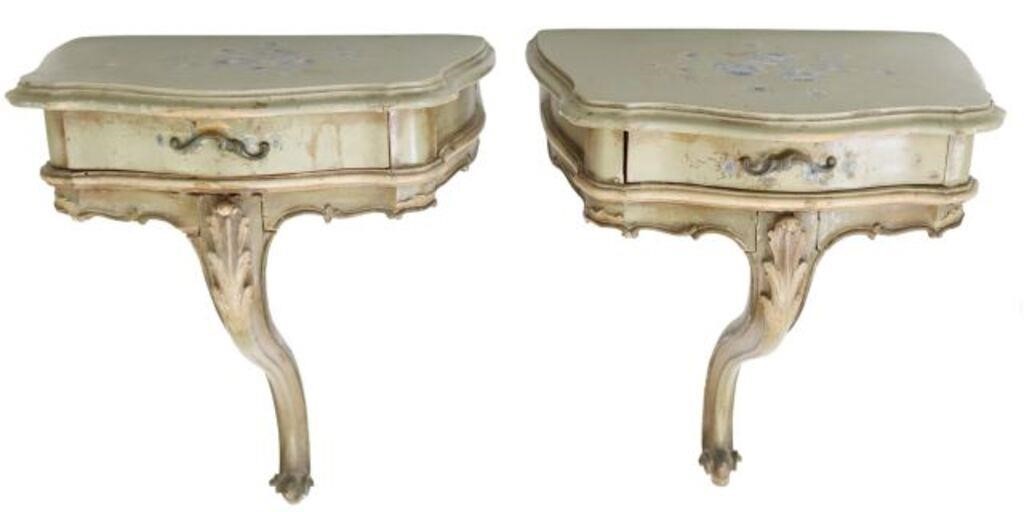  2 LOUIS XV STYLE FLORAL PAINTED 2f7198