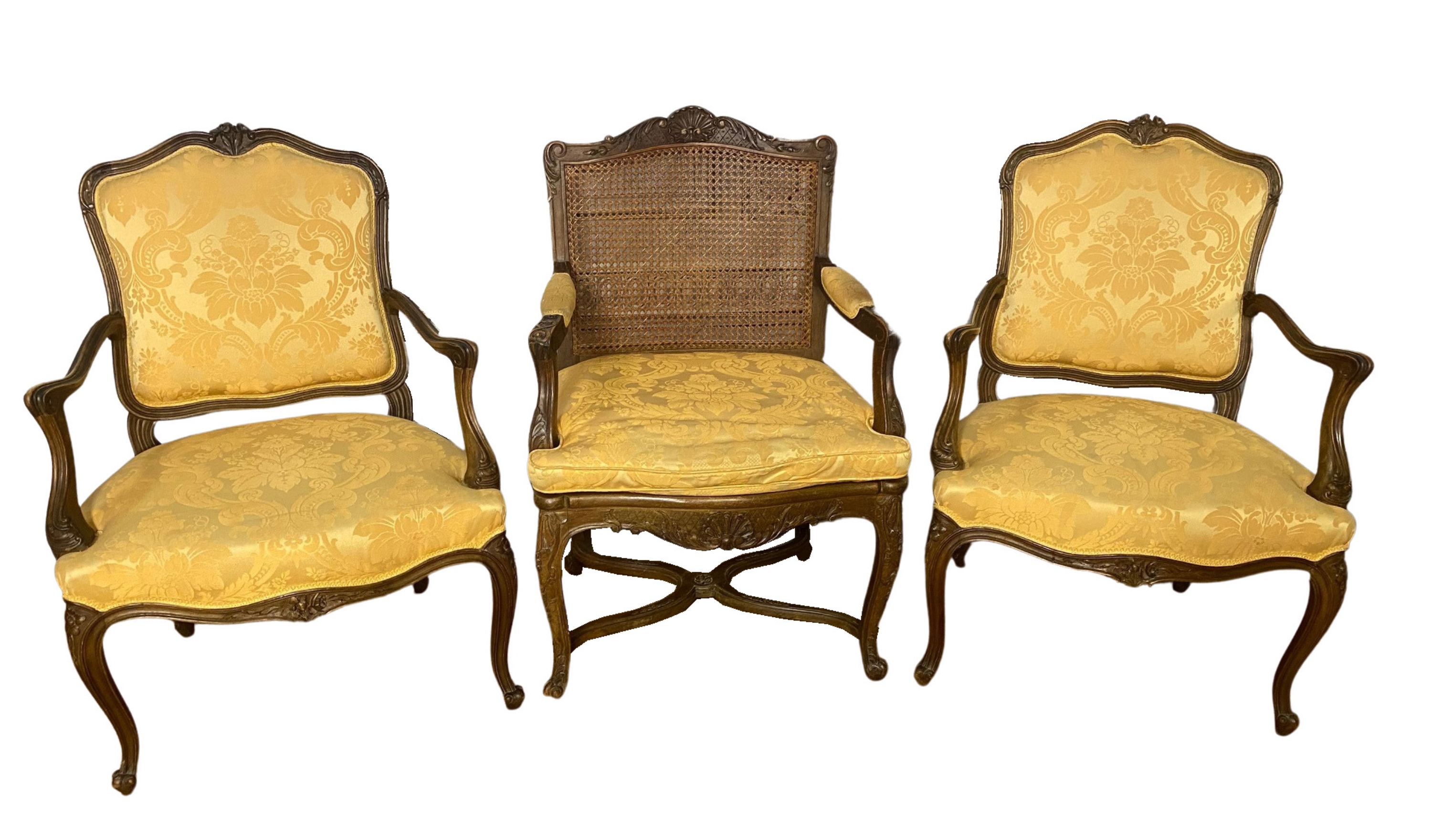 3 MISC LOUIS XV STYLE CARVED CHAIRS 2f8bee