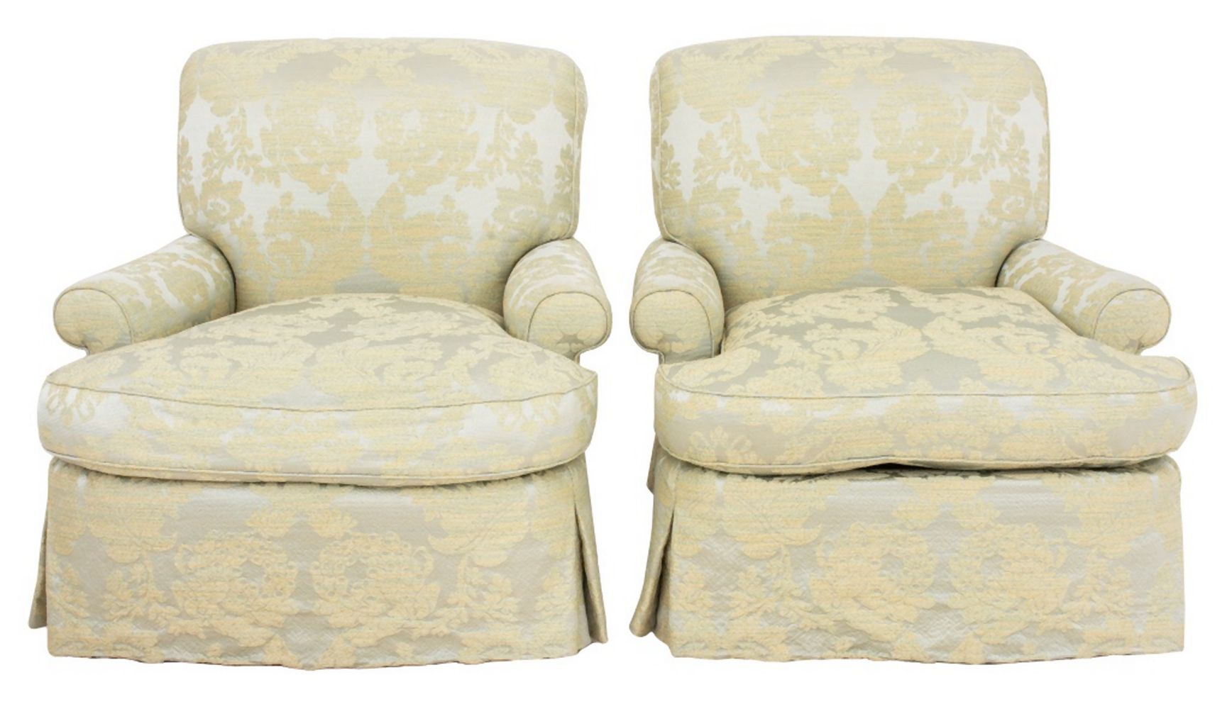 PAIR OF SILK DAMASK UPHOLSTERED 2fb88a