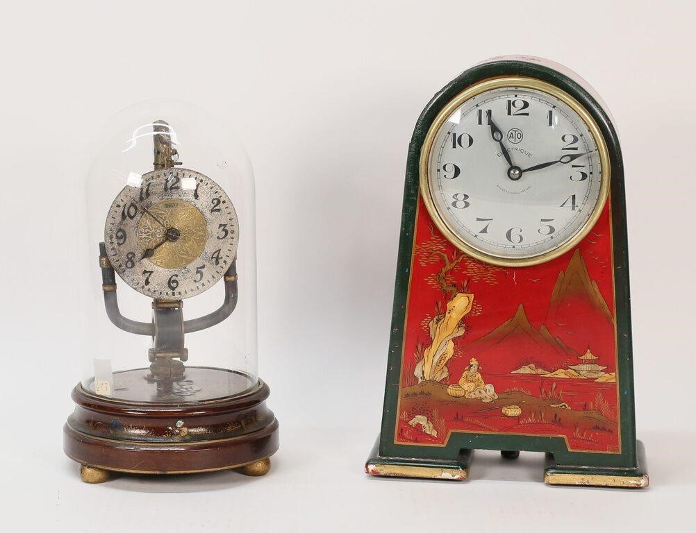 TWO FRENCH CLOCKS WITH EAST ASIAN 2fe7be
