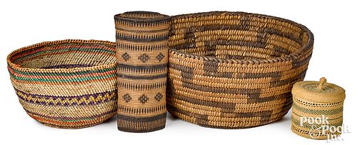 FOUR NATIVE AMERICAN INDIAN BASKETRY 31008a
