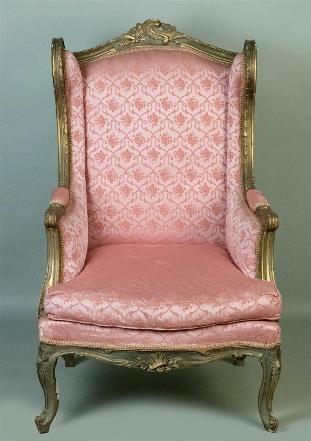 LOUIS XV STYLE GILTWOOD AND UPHOLSTERED 31233c