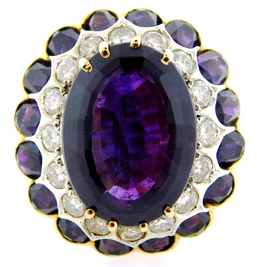 JEWELRY 18K YELLOW GOLD DOME AMETHYST 31e454