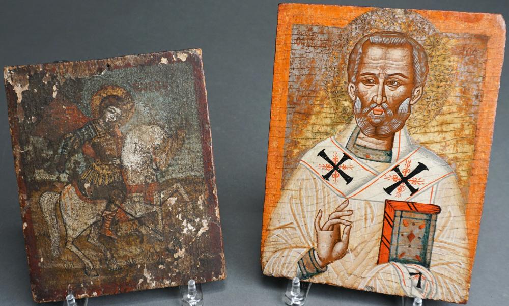 TWO GREEK ICONS OF ST THEODORE 32ecf2