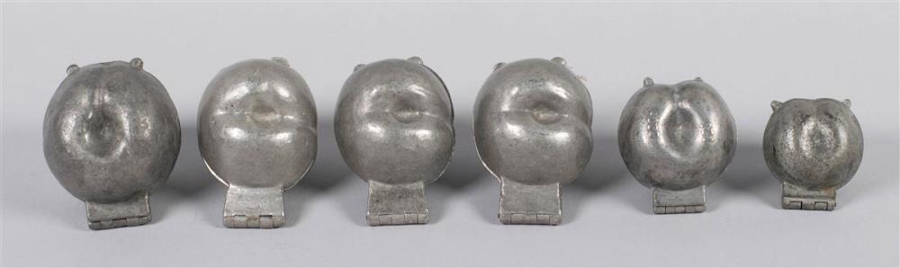 SIX PEACH PEWTER MOLDS PROBABLY 33b9e7