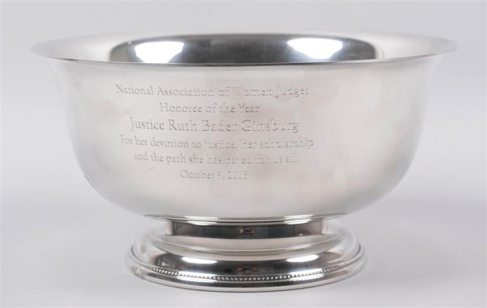 PEWTER BOWL PRESENTED TO JUSTICE 33c3d6