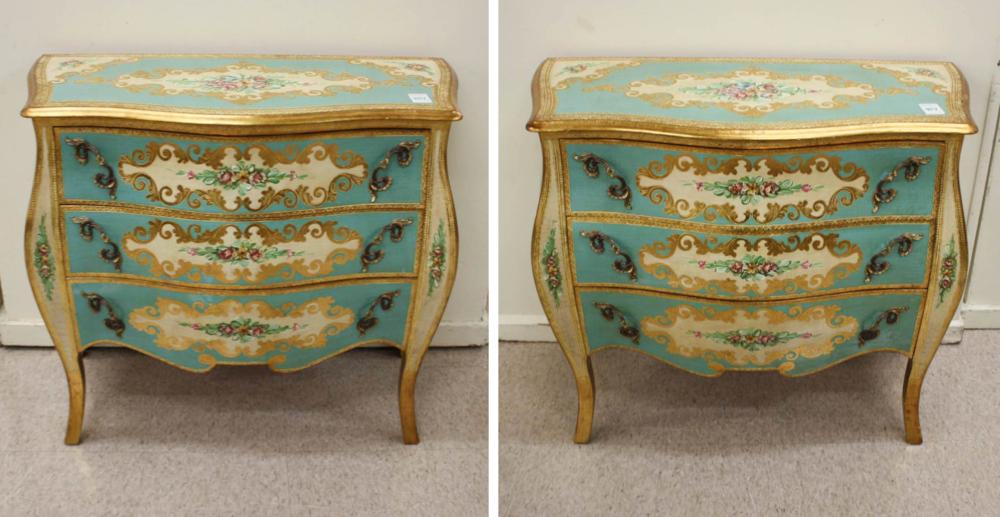 PAIR OF LOUIS XV STYLE PAINT DECORATED 33f444