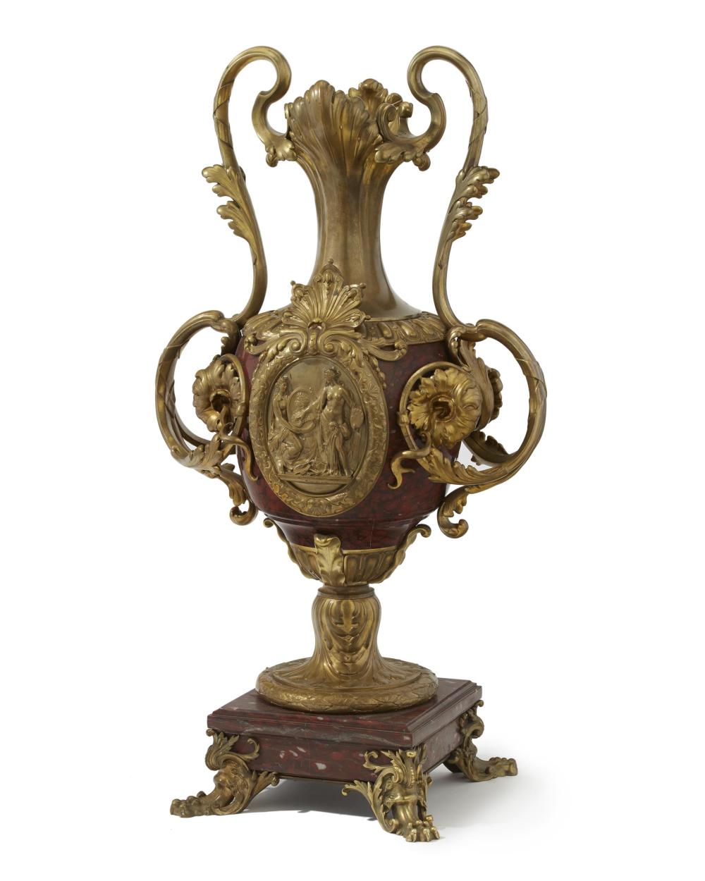 A FRENCH GILT BRONZE ROUGE MARBLE 345157