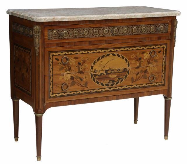 LOUIS XVI STYLE MARBLE TOP MARQUETRY 356dcb