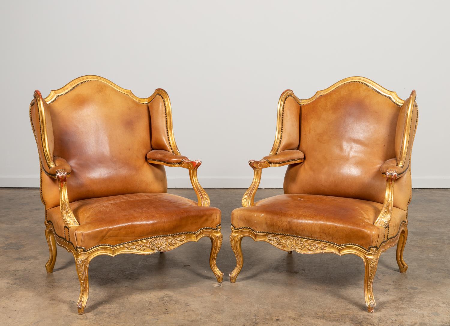 PAIR ROCOCO STYLE LEATHER CONFESSIONAL 359f29