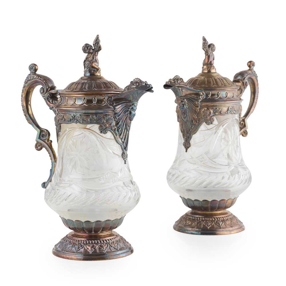 PAIR OF SILVER PLATED AND CUT GLASS 36e2a6
