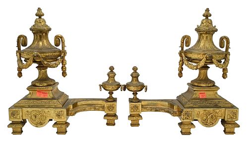 PAIR OF GILT BRONZE FRENCH CHENETS  37765d