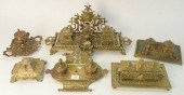 GROUP OF SIX BRASS INKWELL   37a360