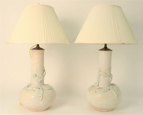 THREE CHINESE TABLE LAMPS TO INCLUDE 37a3b9
