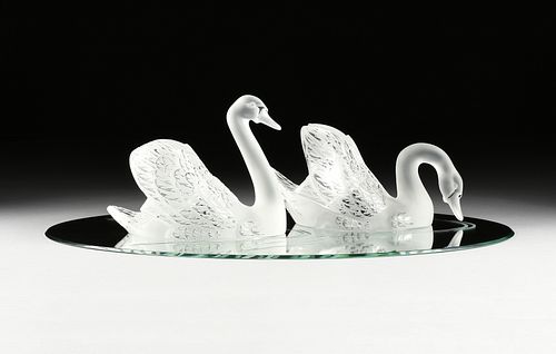 A PAIR OF LARGE LALIQUE CRYSTAL 381821