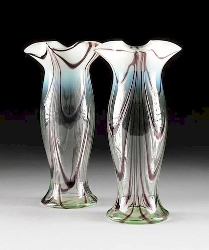 A PAIR OF CLEAR TO OPALESCENT GLASS 381cd6