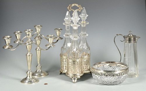 GROUP OF 4 GLASS SILVER ITEMS1st 389382