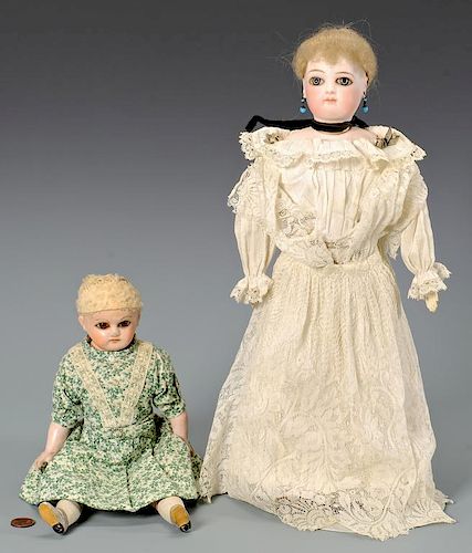 PAIR FRENCH BISQUE DOLLS 1 POSS  389a58