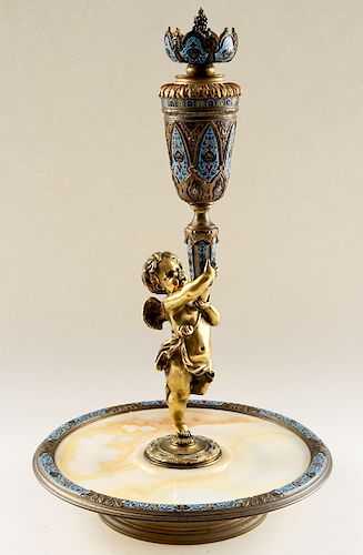 19TH C FRENCH GILT BRONZE CHAMPLEVE 38a8c5