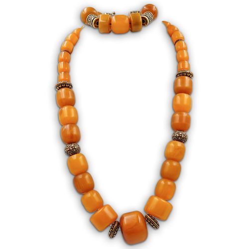  2 PC ORIENTAL AMBER NECKLACE 39154a