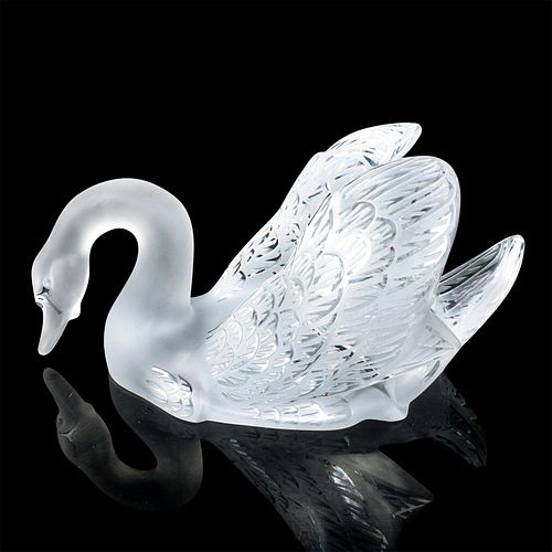 LALIQUE FROSTED CRYSTAL SWAN SCULPTUREA 395f21