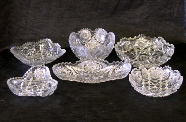 Group of Six Cut Glass Bowls  3a53a2
