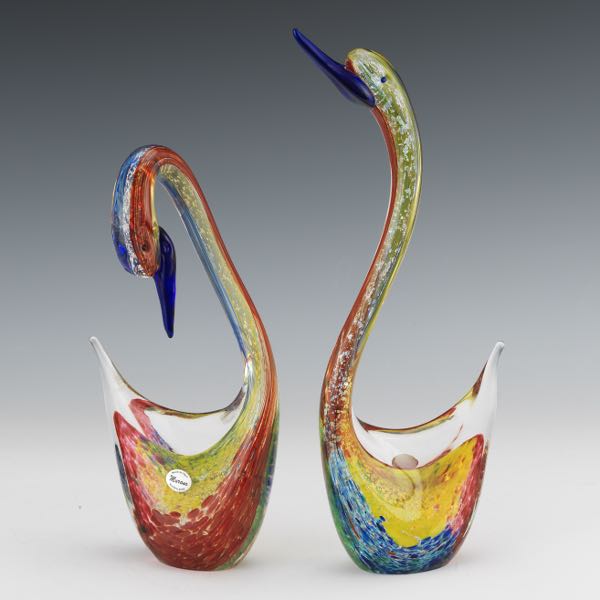 MURANO ART GLASS PAIR OF SWANS 3a7228