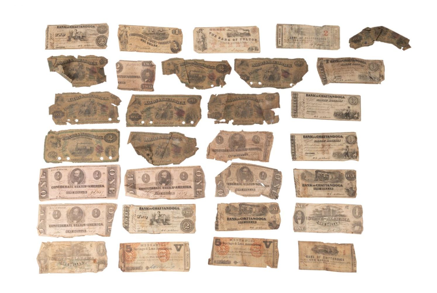 31PC SOUTHERN PAPER CURRENCY 1861 1867 3b3e0f