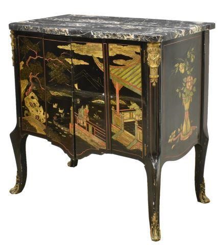 FRENCH CHINOISERIE MARBLE TOP LACQUERED 3c18bb