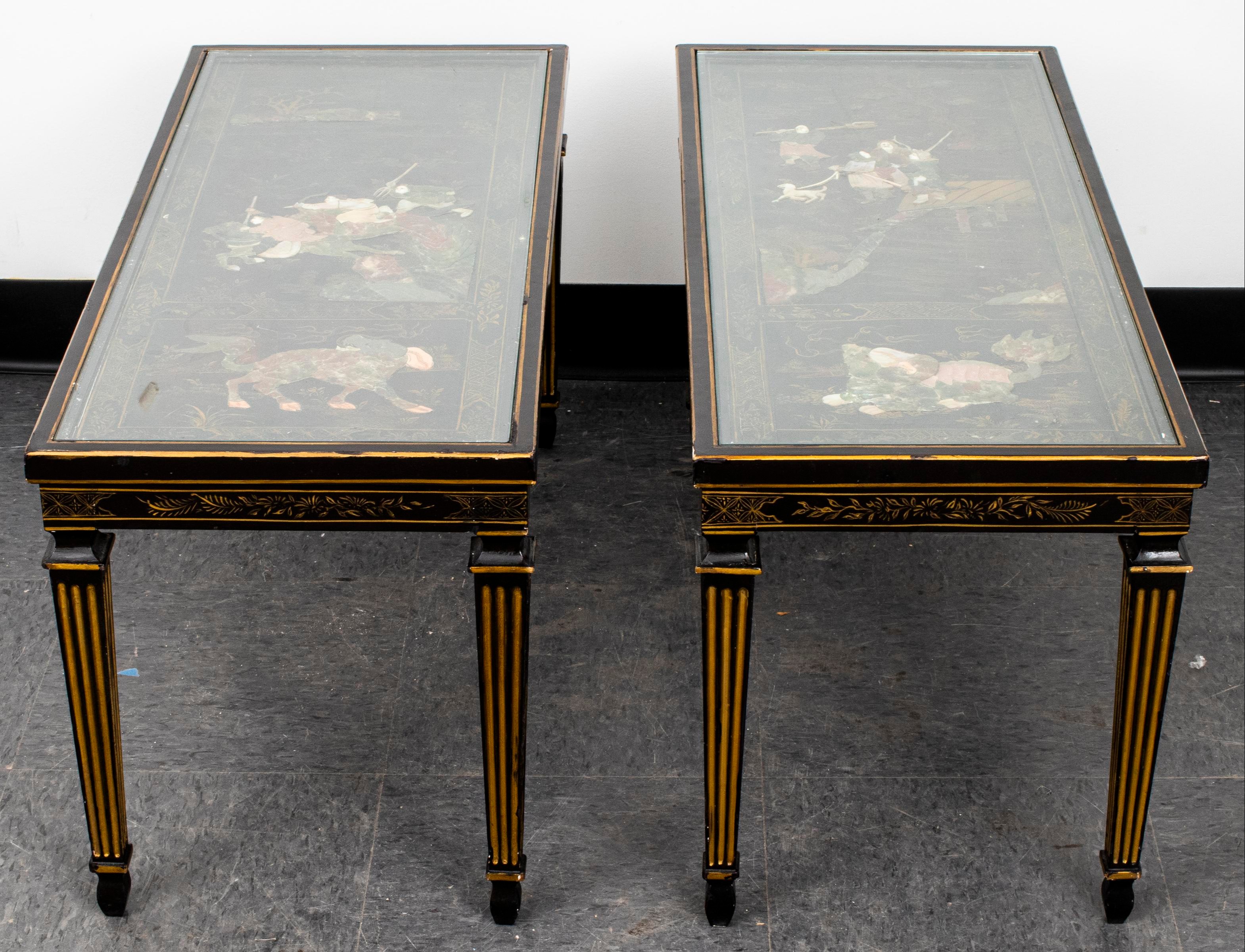 CHINESE HARDSTONE INLAID SIDE TABLES  3c42ac