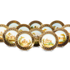 A Set of Twelve Sèvres Porcelain