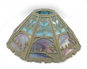 SLAG GLASS LAMP SHADE ATTRIBUTED