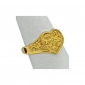 24K GOLD RING WITH HEART AND FLOWER