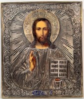 RUSSIAN ICON, CHRIST, SIGNED ON