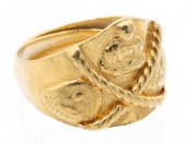 24K YELLOW GOLD RING WITH BUDDHA,