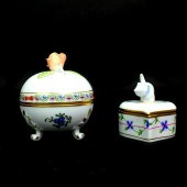 TWO HEREND PORCELAIN COVERED BOXESGrouping